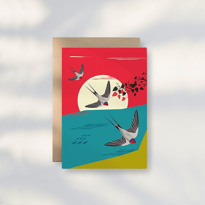 Migrants of London Swallow Dive Greeting Cards