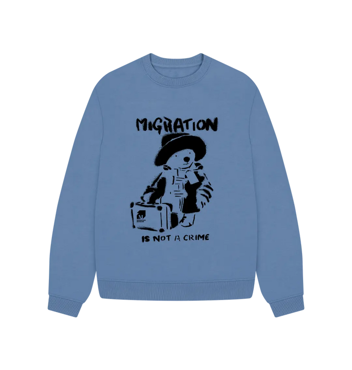 Solent Migration Is Not a Crime - Organic Cotton Women's Oversized Jumper