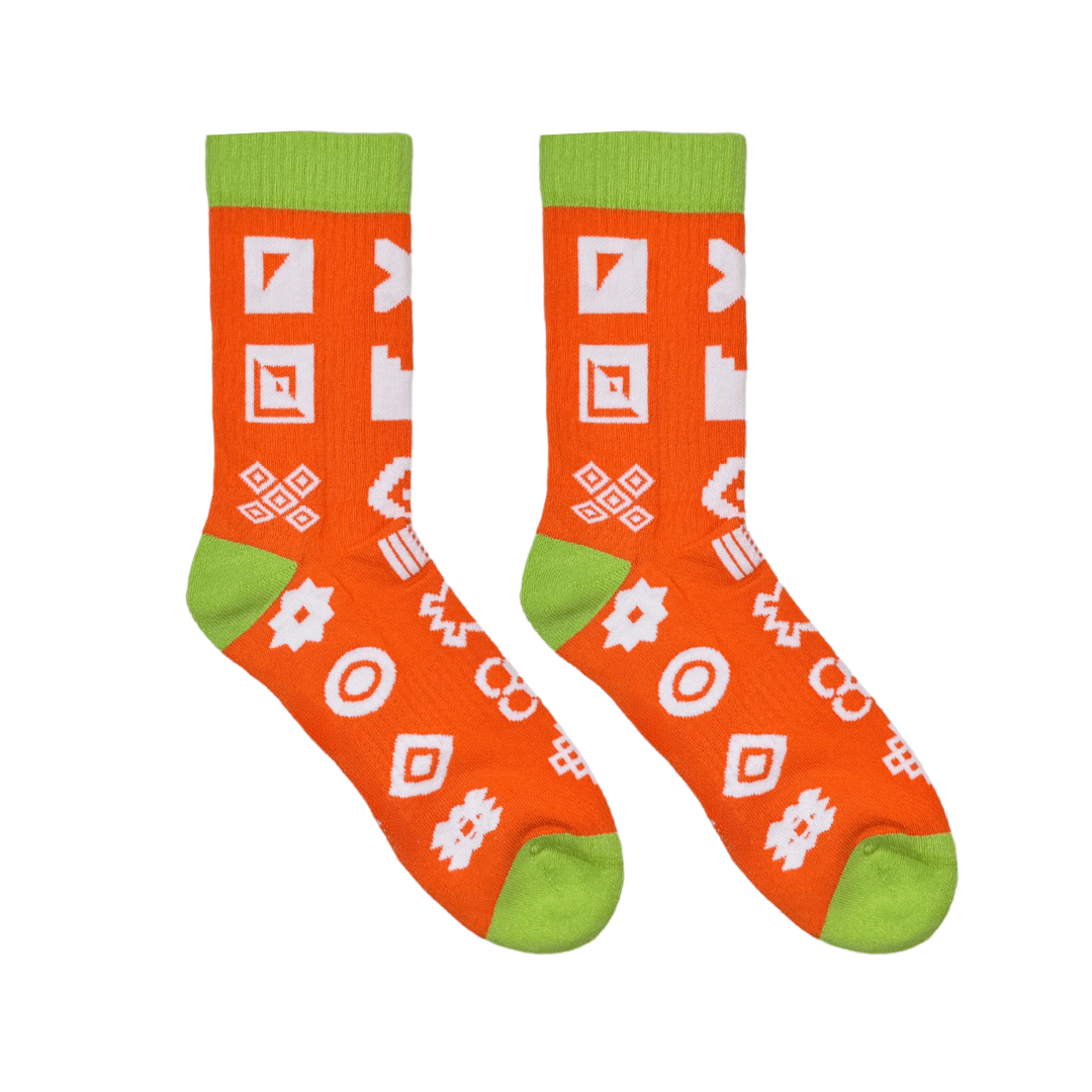 Afropop Orange Icon Sports Socks: S/MA