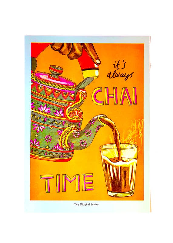 It's Always Chai Time A3 Risograph Print