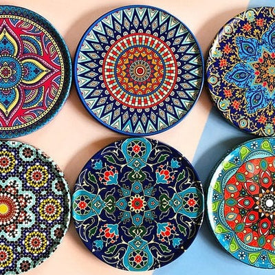 Celiya Home Set of 6 Coasters Mediterranean Print