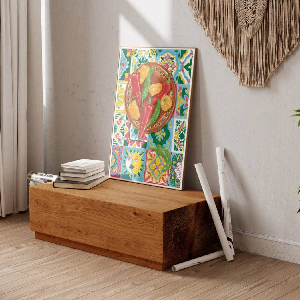 Vero Illustrates Mexican Chillis & Tiles Art Print A3
