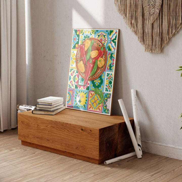 Vero Illustrates Mexican Chillis & Tiles Art Print A3