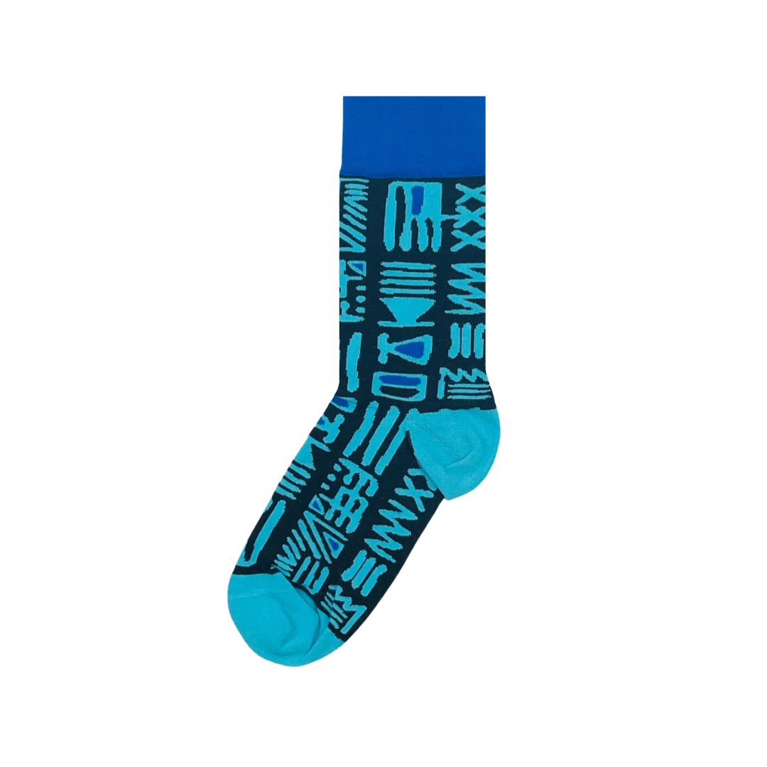 Afropop Tribal Blue Socks Large Afropop