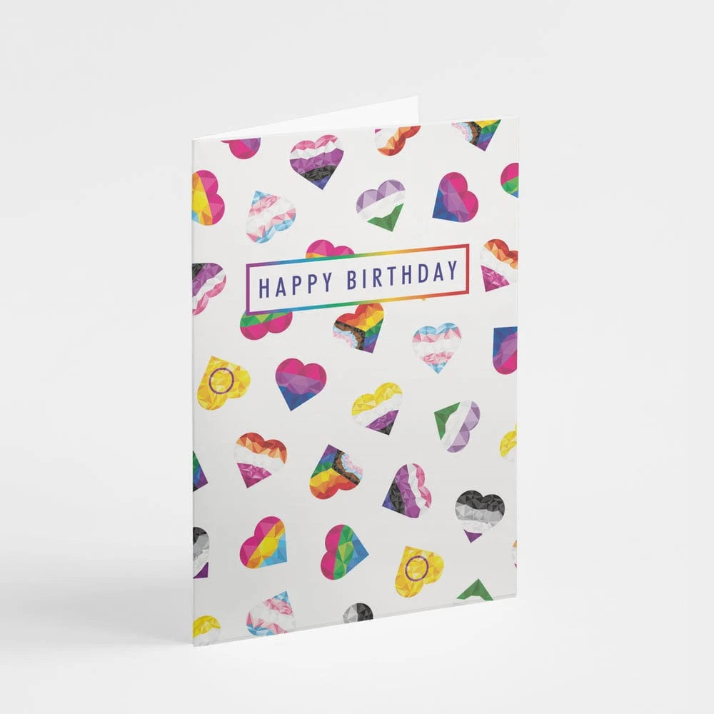 Shaven Raven Crystal Queer Heart Birthday Card