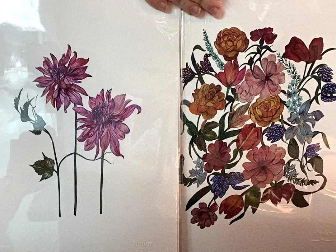 Shaku art prints A4 (various flowers) Shaku
