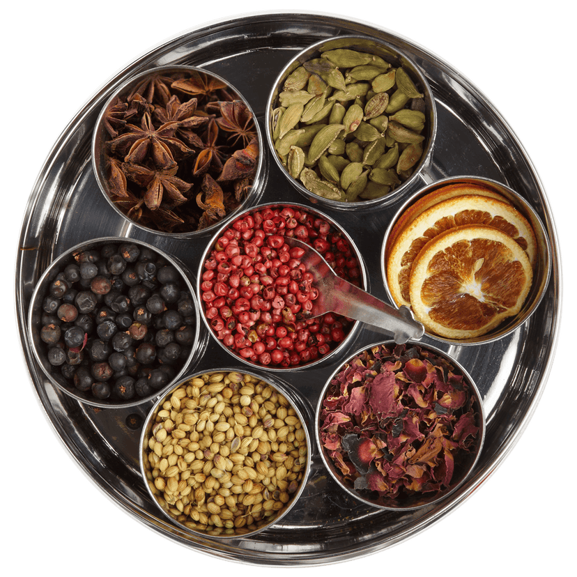 Gin Botanicals Spice Tin with Sari Wrap by Spice Kitchen - Migration Museum Shop