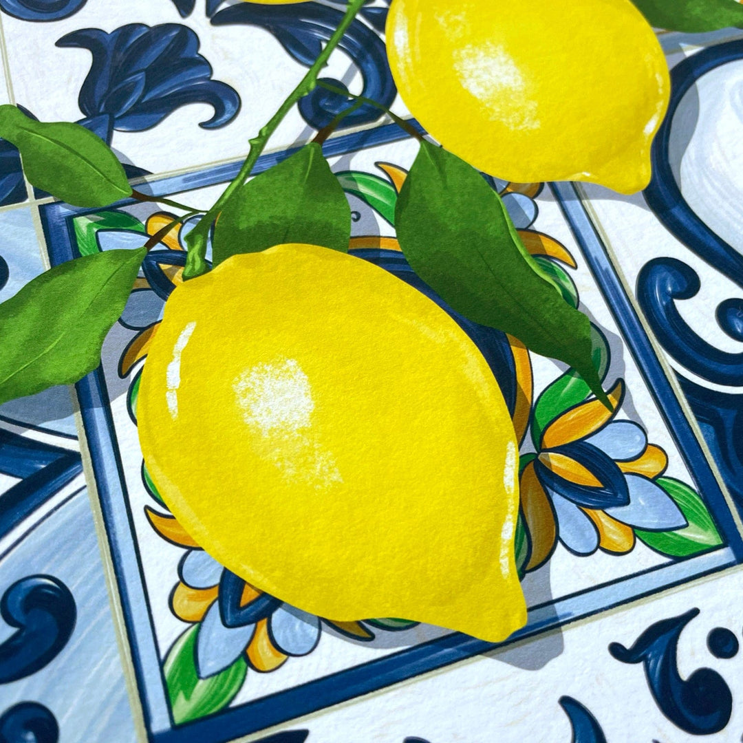 Vero Illustrates Lemons over Tiles Art Print A3