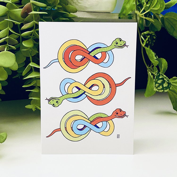 Sarah Kwan Snakey Eights Greeting Card