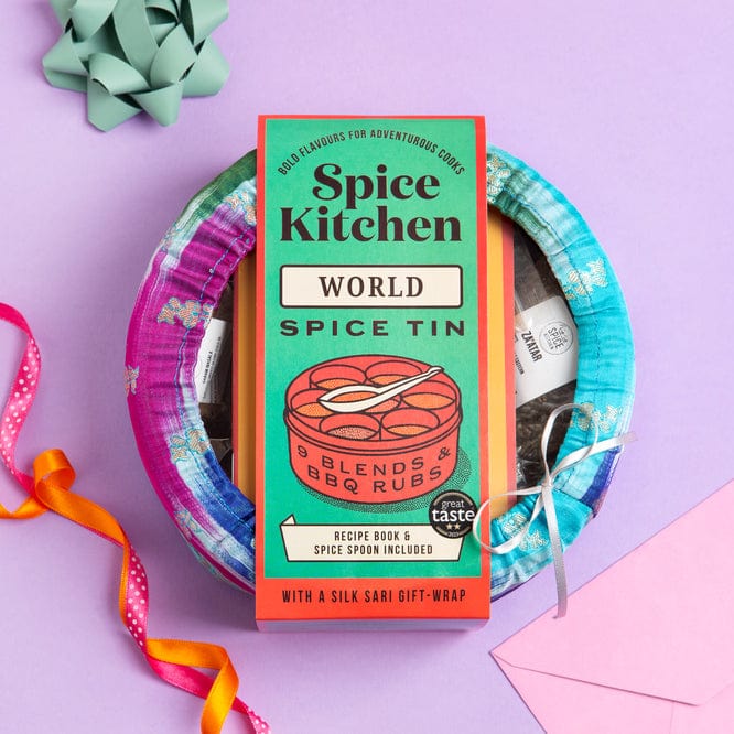 World Spice Blends & Rubs Spice Tin with Sari Wrap