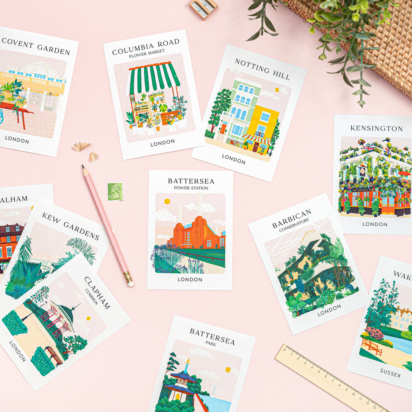 Vero Illustrates London Locations Postcards Set of 11 A6