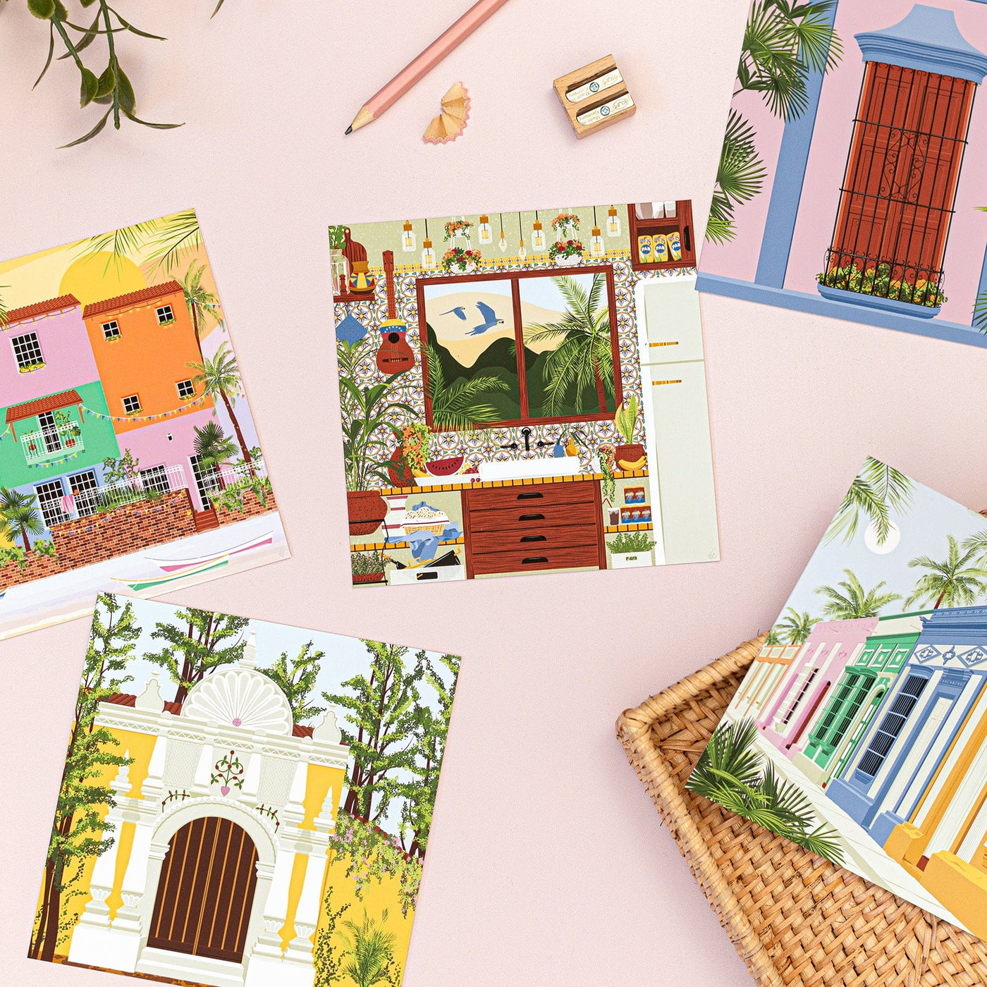 Vero Illustrates Venezuelan Postcards Set of 5