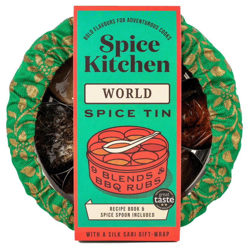 World Spice Blends & Rubs Spice Tin with Sari Wrap Spice Kitchen