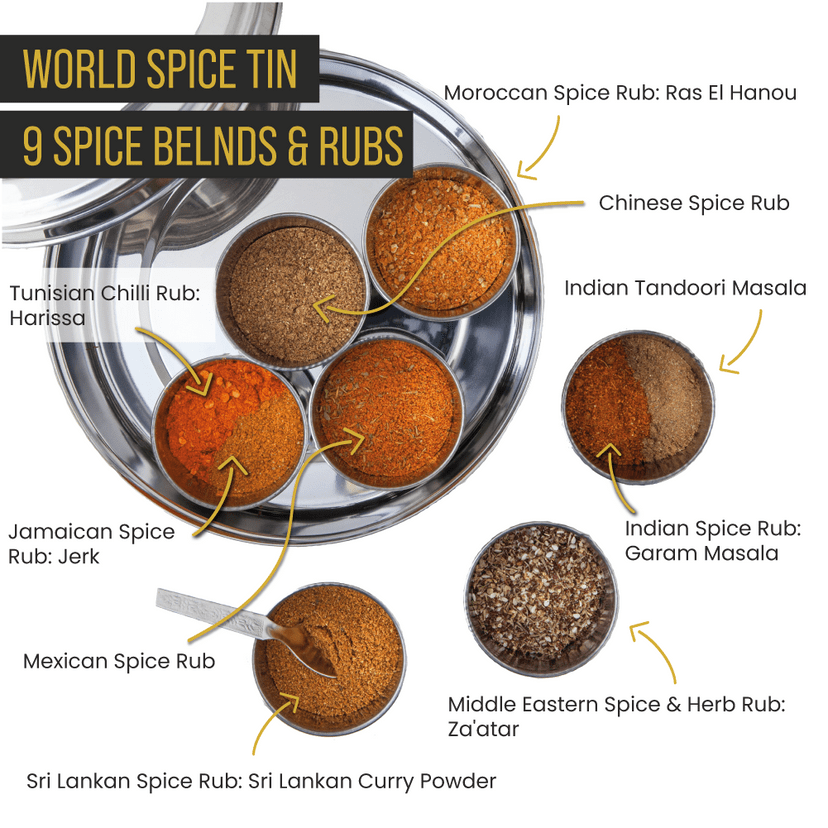 World Spice Blends & Rubs Spice Tin with Sari Wrap Spice Kitchen