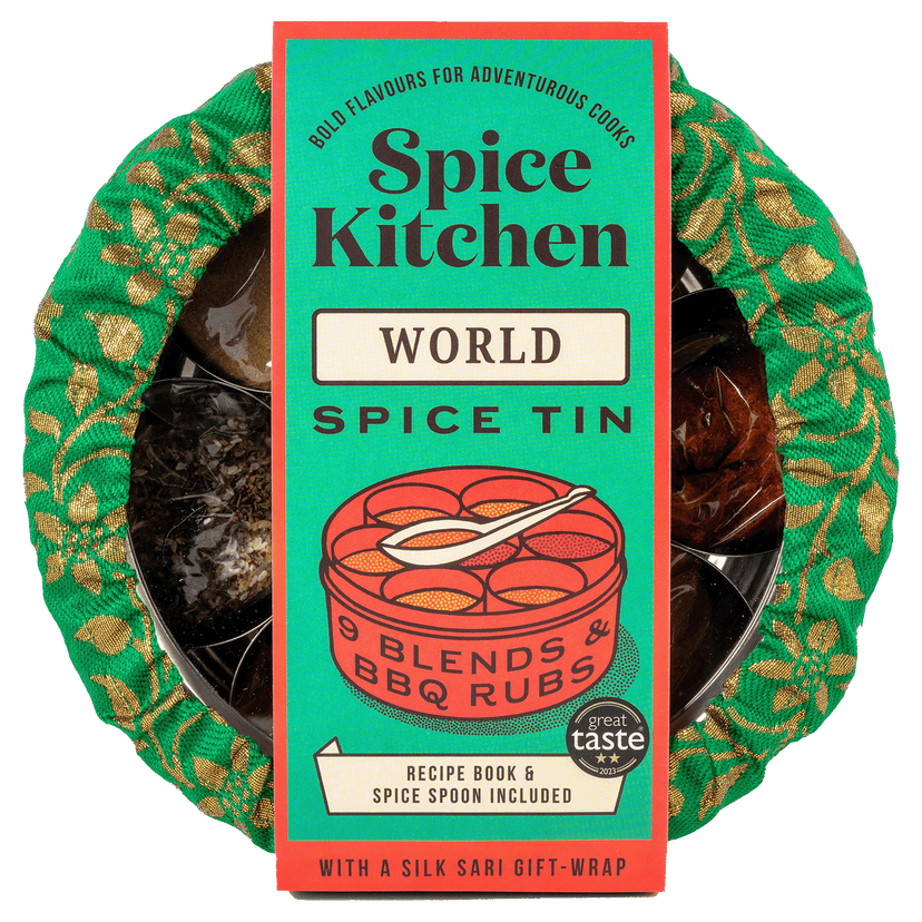 World Spice Blends & Rubs Spice Tin with Sari Wrap