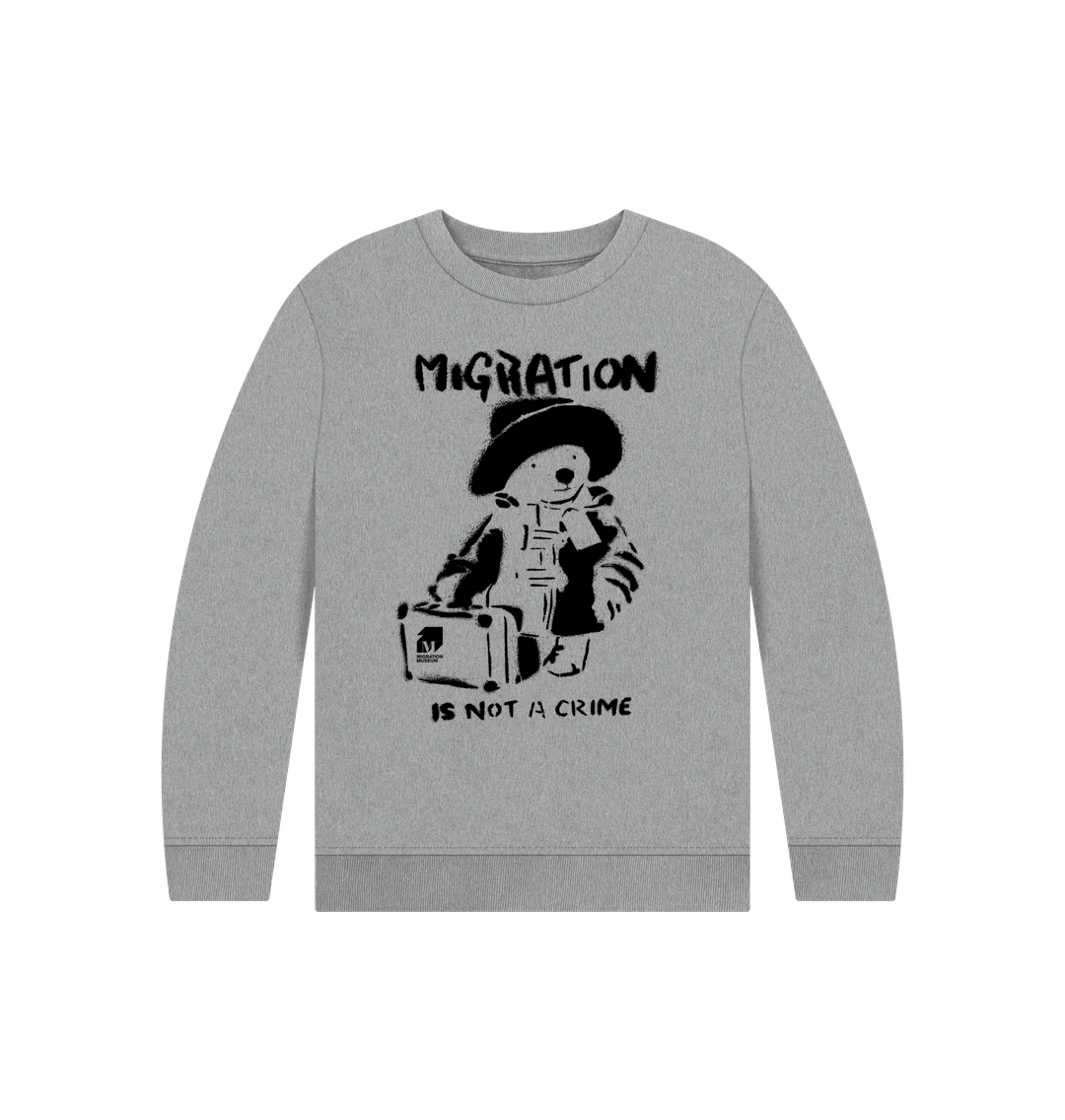 Athletic Grey Migration Is Not A Crime - Children's Jumper