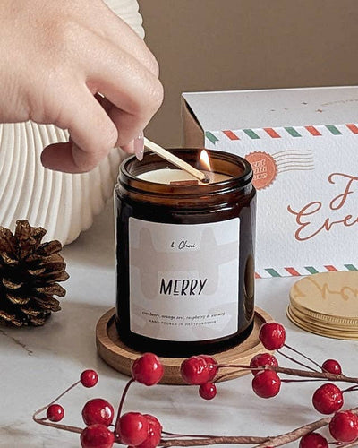 Merry Soy Candle | Orange & Cranberry Christmas Scent