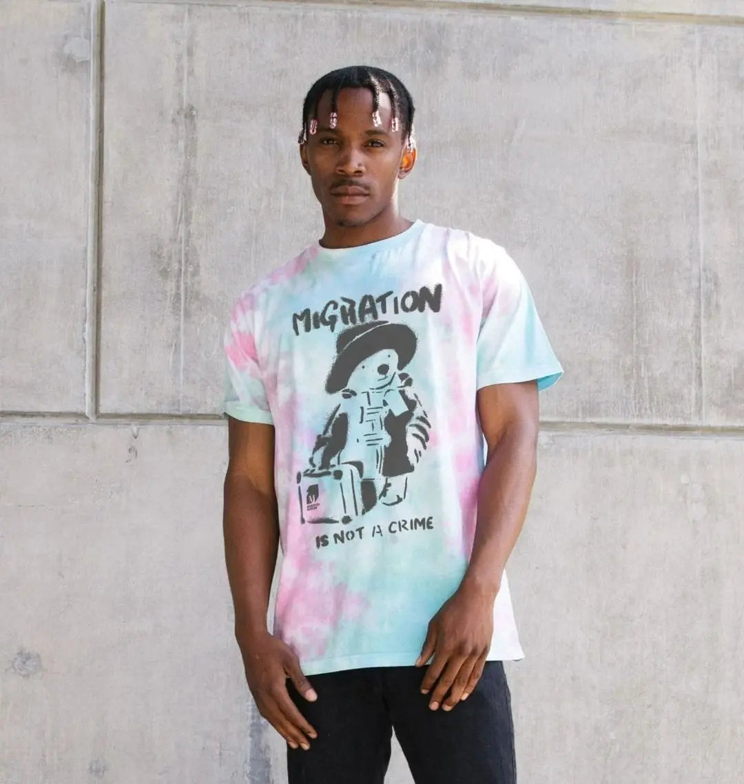 Migration is not a Crime Organic Cotton T-shirt Tie-Dye - Migration Museum Shop