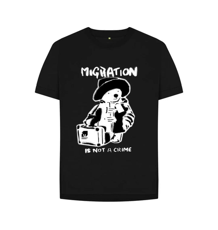 Black Migration Is Not A Crime - Organic Cotton Women's Black Relaxed Fit T-shirt