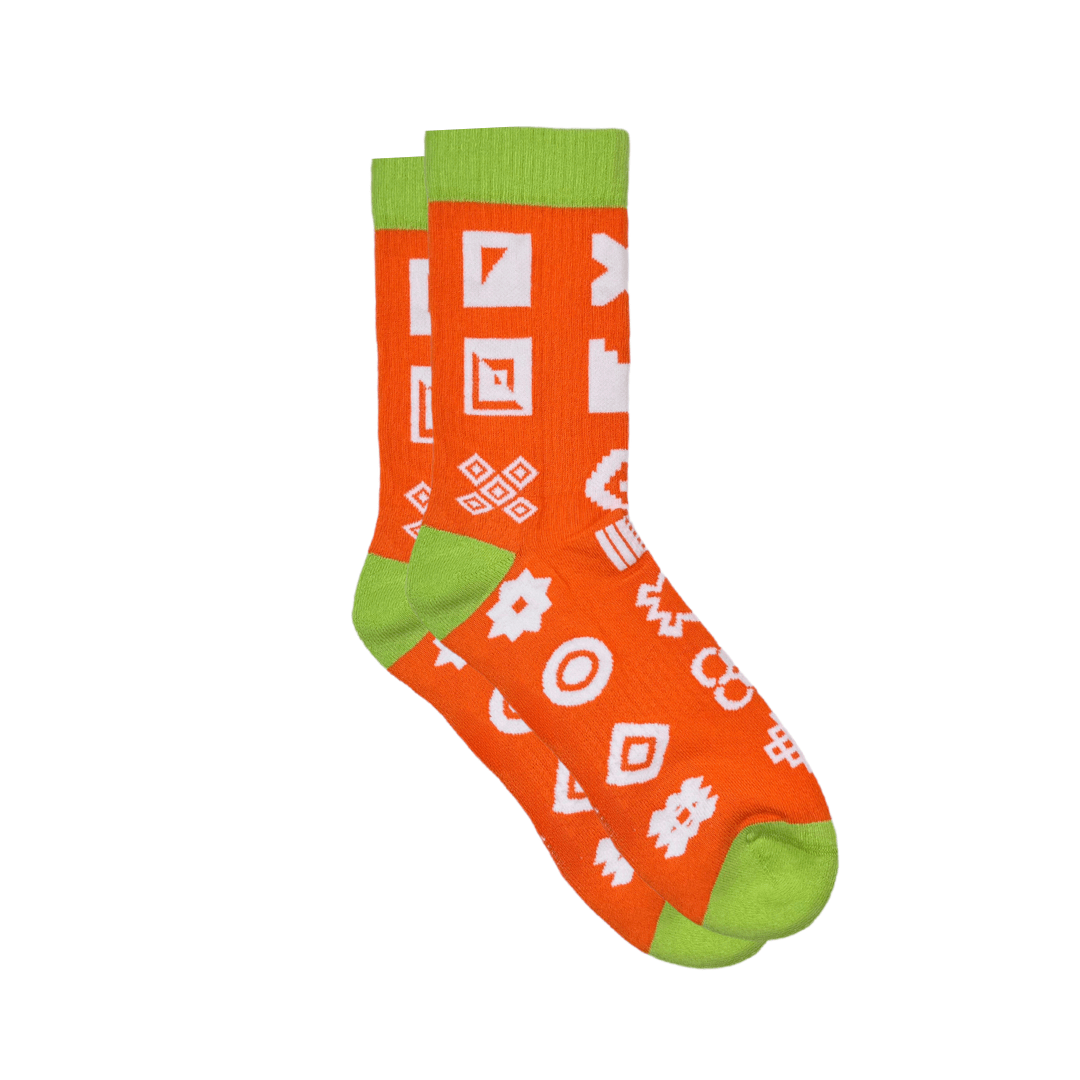 Afropop Orange Icon Sports Socks: S/MA