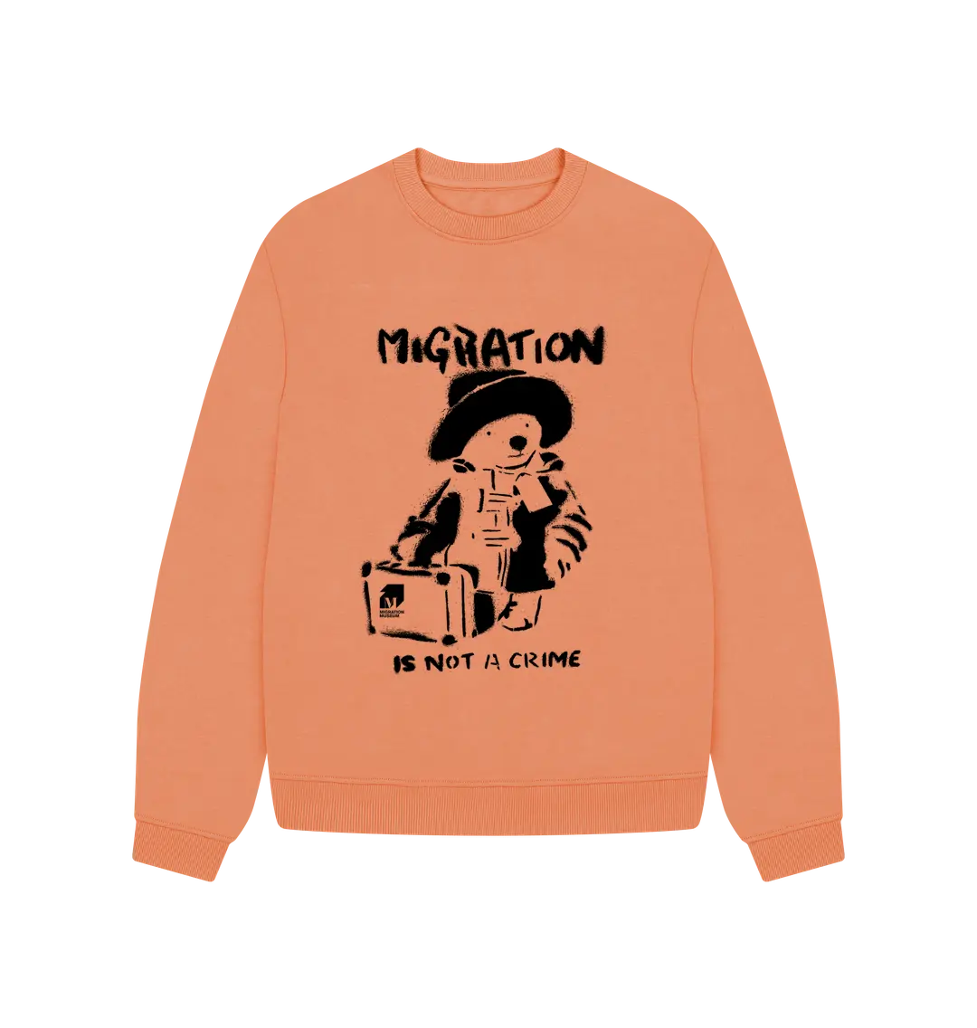 Apricot Migration Is Not a Crime - Organic Cotton Women's Oversized Jumper