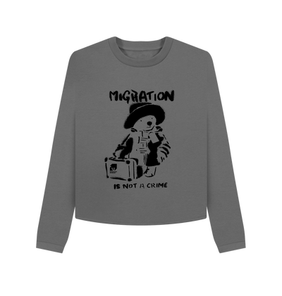 Slate Grey Migration is Not a Crime Organic Cotton Boxy Jumper