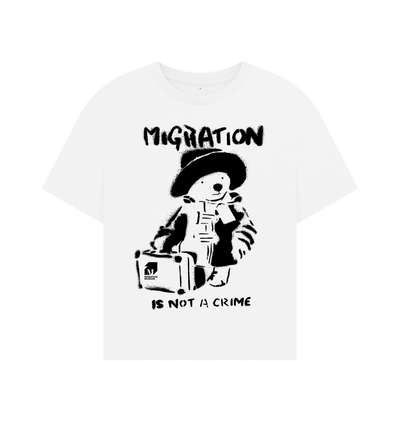 White Migration Is Not A Crime - Organic Cotton Women's Oversized T-shirt