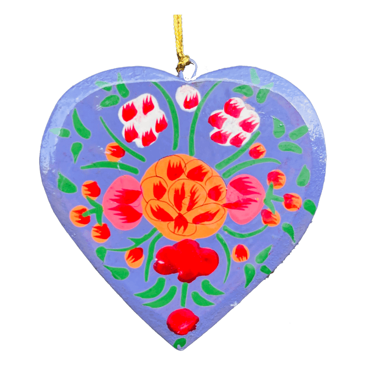 Valentine Collection Flat Heart Ornament: Purple