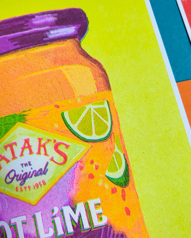 Hot Lime Pickle - A5 Risograph Print