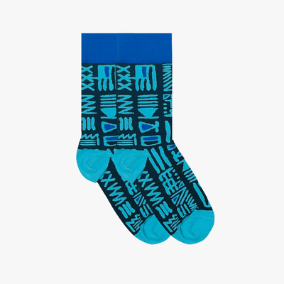 Afropop Tribal Blue Socks Large Afropop