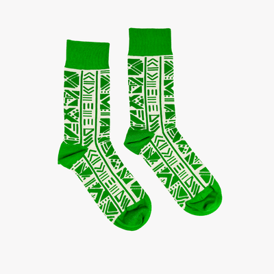 Afropop Bogolan Green Socks Large Afropop