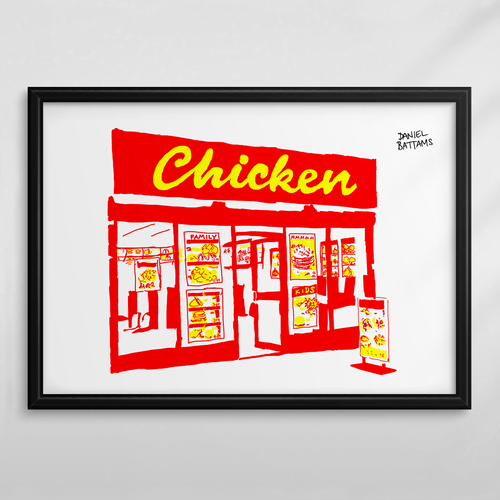 Daniel Battams Chicken Shop A3 Print