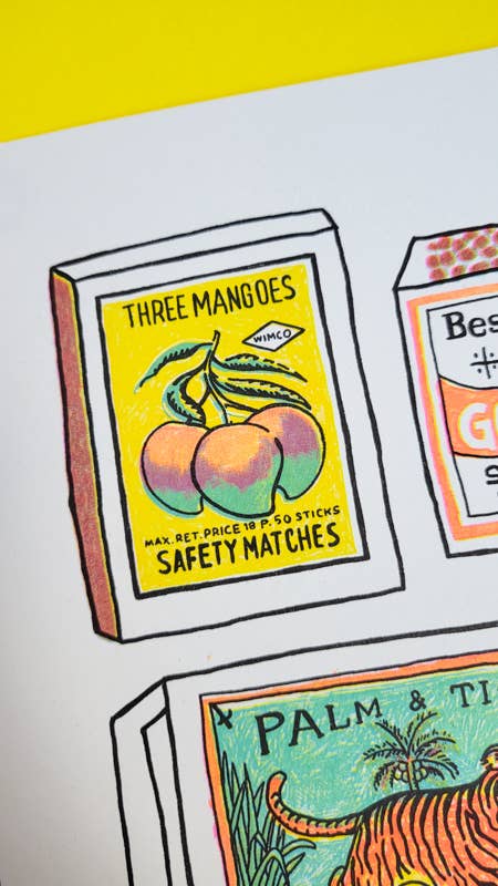 Indian Matchboxes - A3 Risograph Print