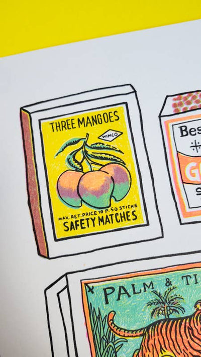 Indian Matchboxes - A3 Risograph Print