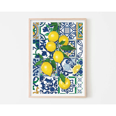 Vero Illustrates Lemons over Tiles Art Print A4