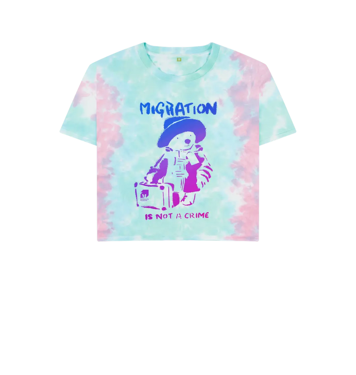 Pastel Tie Dye Migration Is Not a Crime - Organic Cotton Women's Boxy Tee