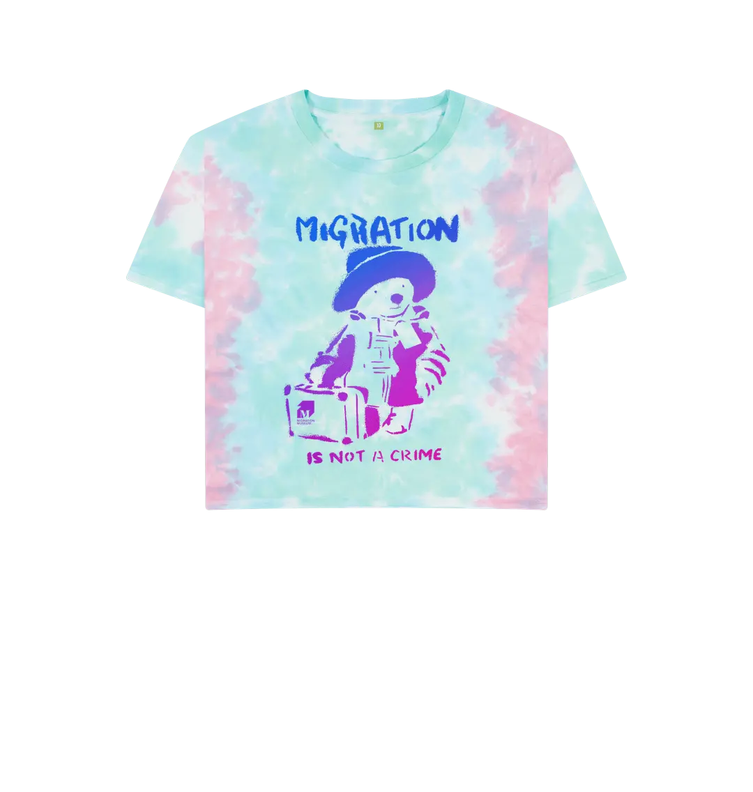 Pastel Tie Dye Migration Is Not a Crime - Organic Cotton Women's Boxy Tee