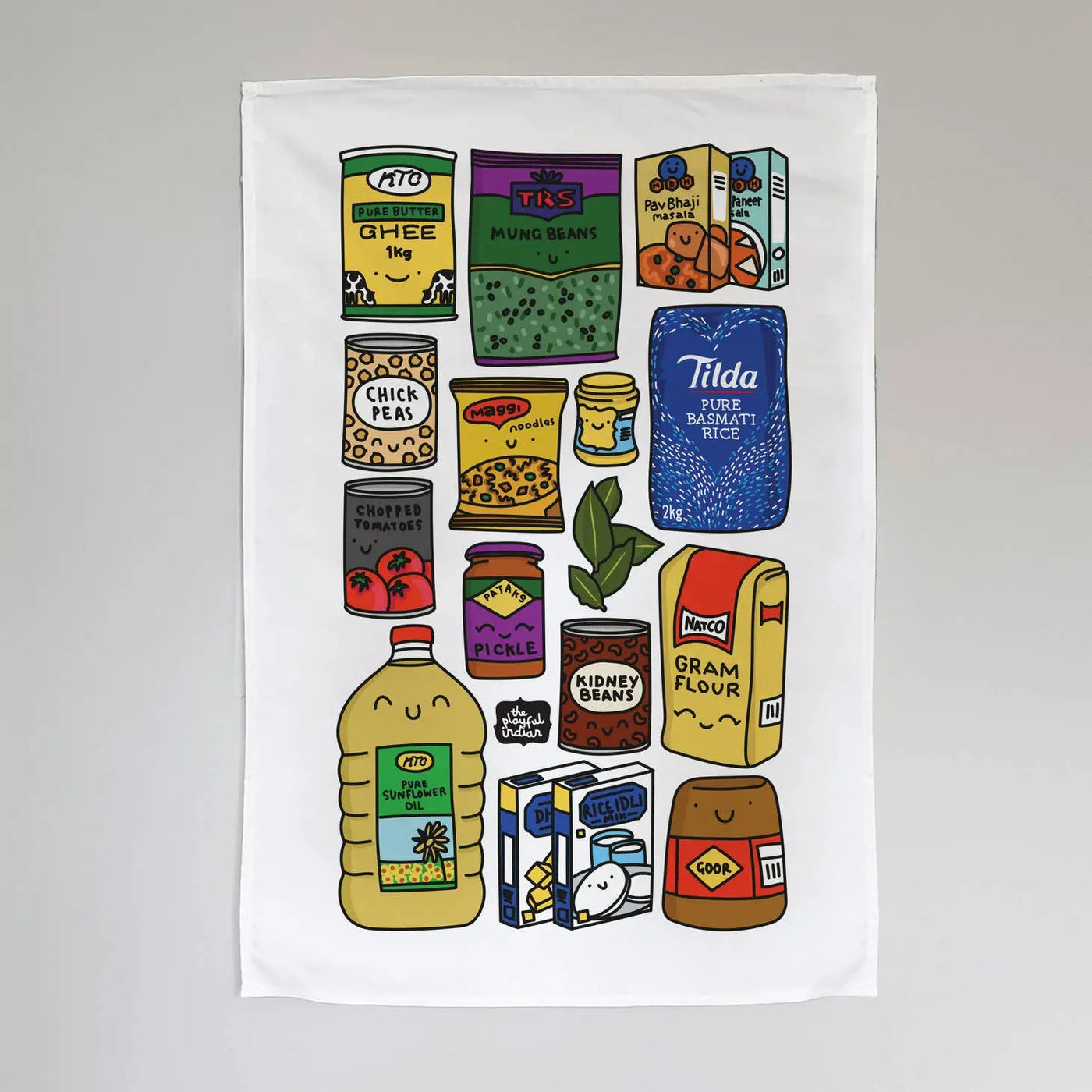 Desi Cupboard Essentials Tea Towel by The Playful Indian - Migration Museum Shop