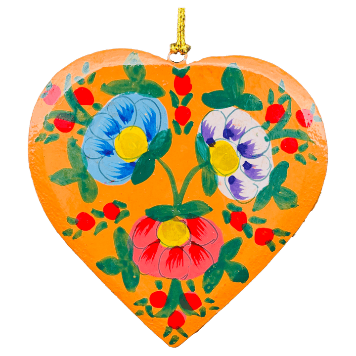 Valentine Collection Flat Heart Ornament: Orange