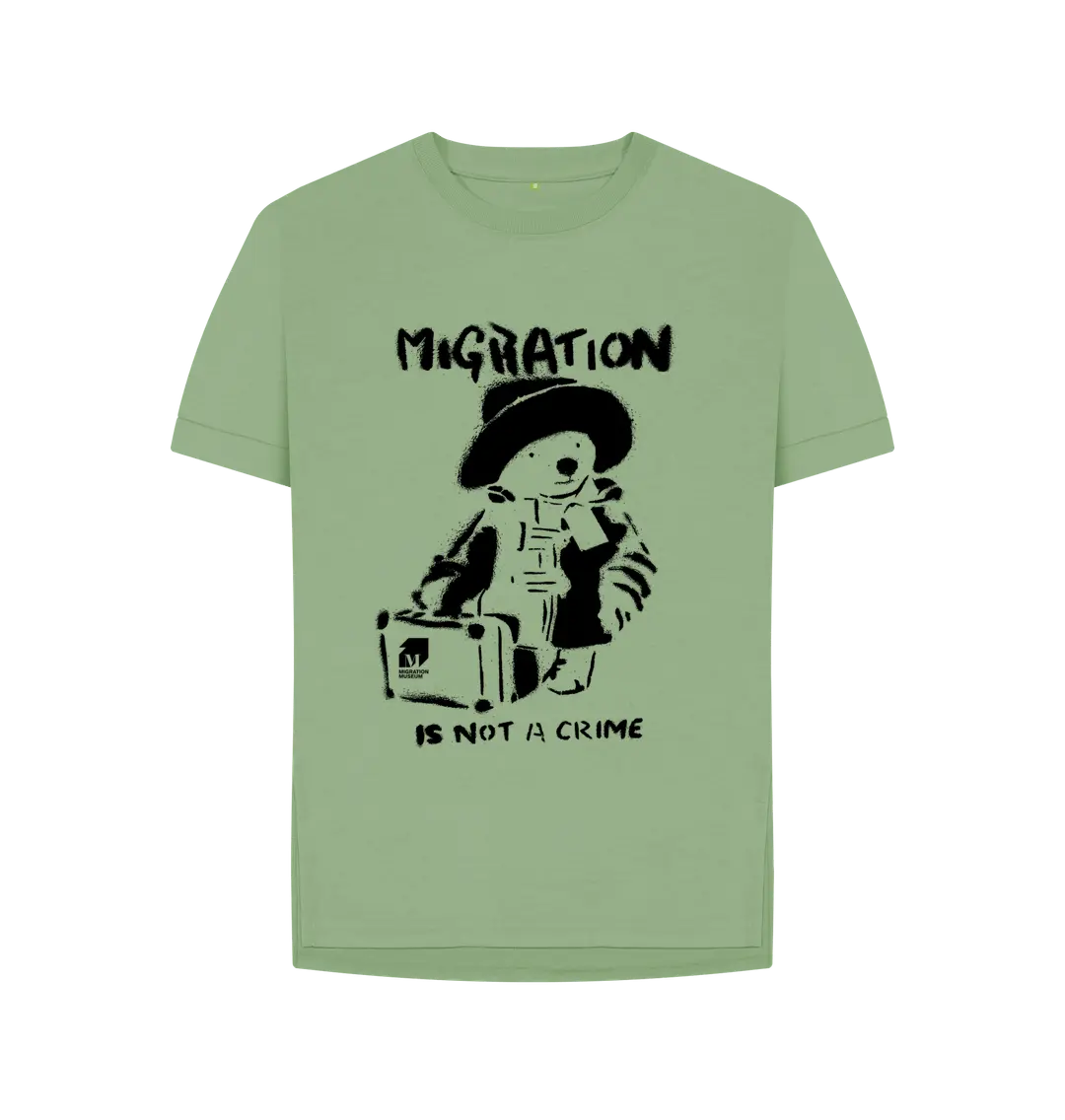 Sage Migration Is Not A Crime - Organic Cotton Women's Relaxed Fit T-shirt.