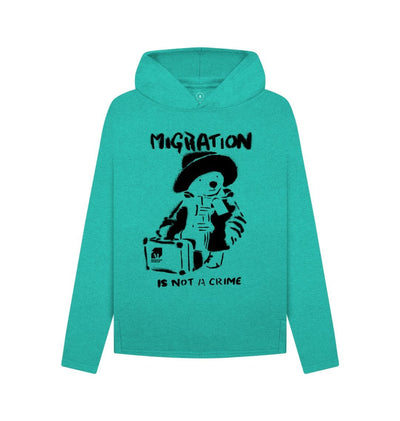 Seagrass Green Migration is not a Crime Women's Remill\u00ae Organic Cotton Hoodie