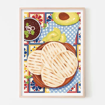 Vero Illustrates Venezuelan Arepas & Tiles Art Print A4