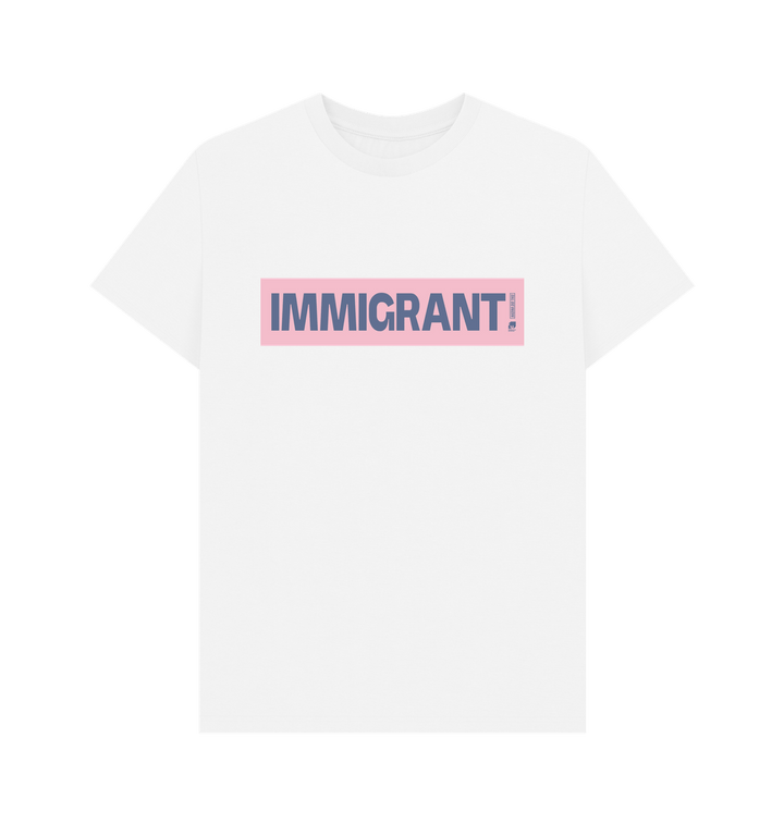 White Immigrant Organic Cotton T-shirt by Nadina Ali