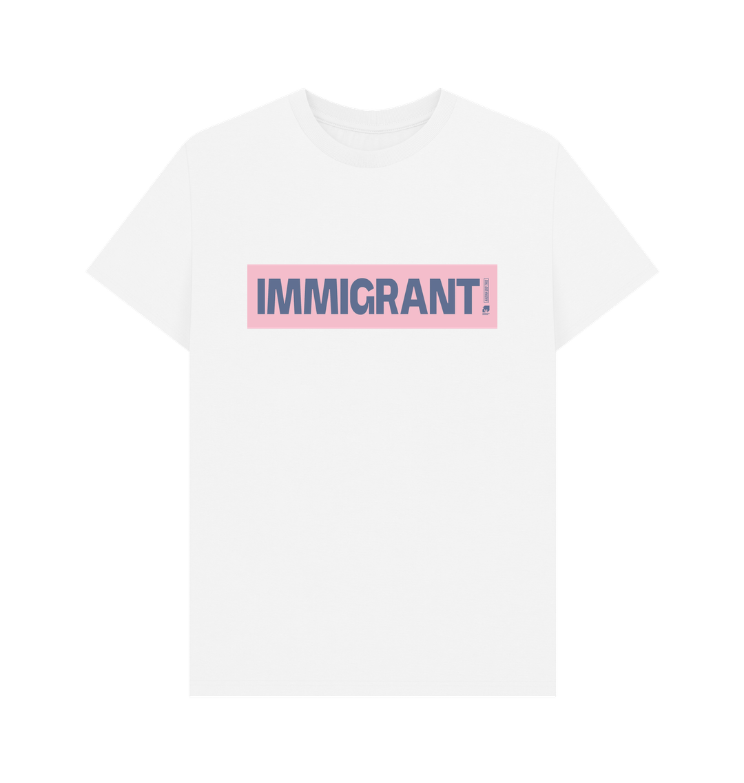 White Immigrant Organic Cotton T-shirt by Nadina Ali