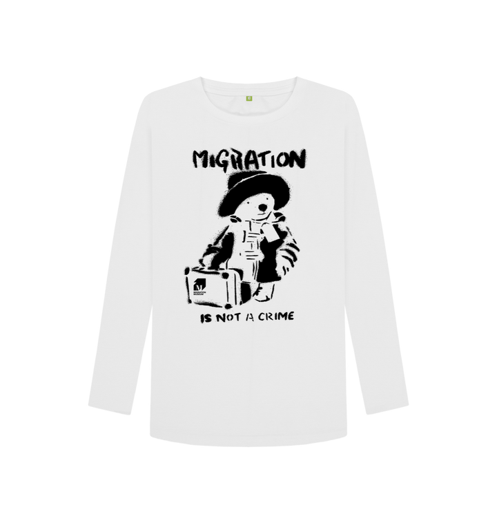White Printed Long Sleeve T Shirt Front