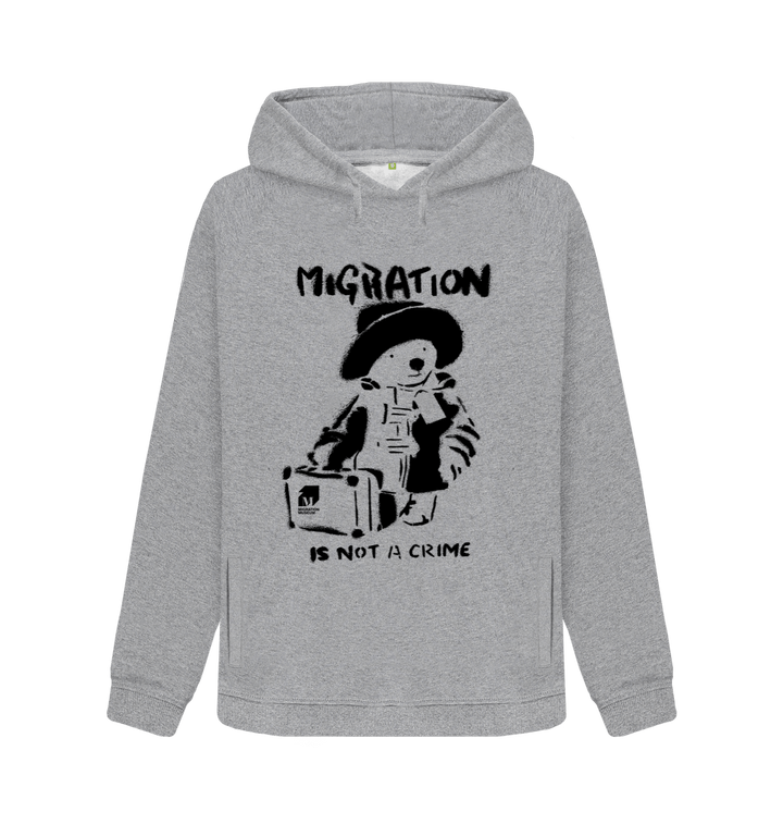 Migration Is Not A Crime - Organic Cotton Grey Hoodie - Migration Museum Shop