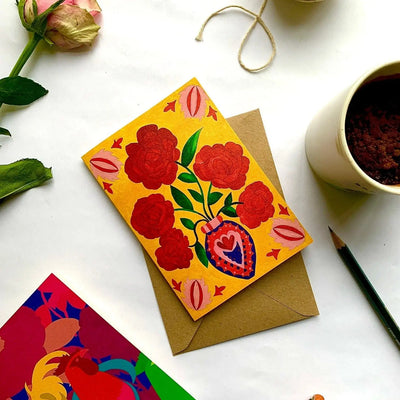 Mahin Hussain Rose Greeting Card A6 Mahin Hussain