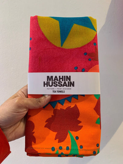 Mahin Hussain Bright Heart Print Tea Towel Mahin Hussain