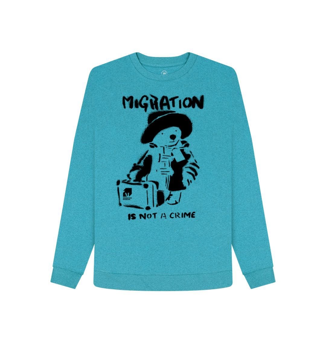 Ocean Blue Migration is Not a Crime Women's Remill\u00ae Organic Cotton Sweater