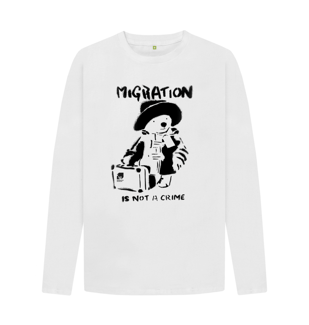 White Printed Long Sleeve T Shirt Front
